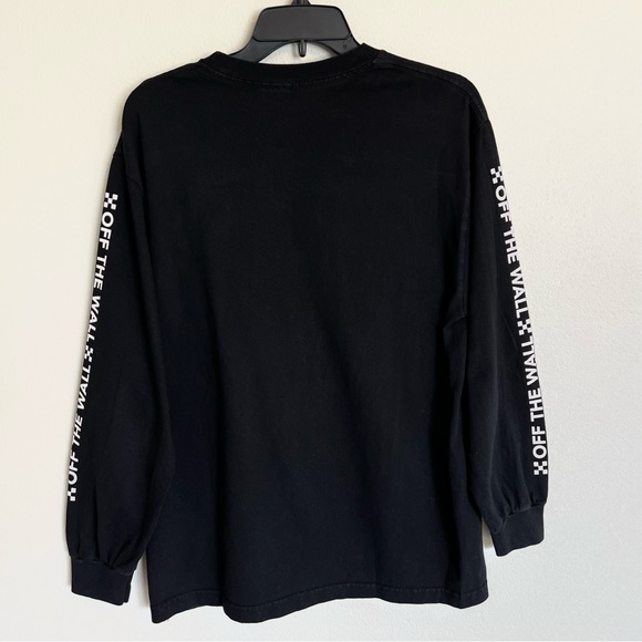 Vans Off the Wall Checkered Long Sleeve Black Crew Neck T-Shirt Size Medium - Picture 7 of 13